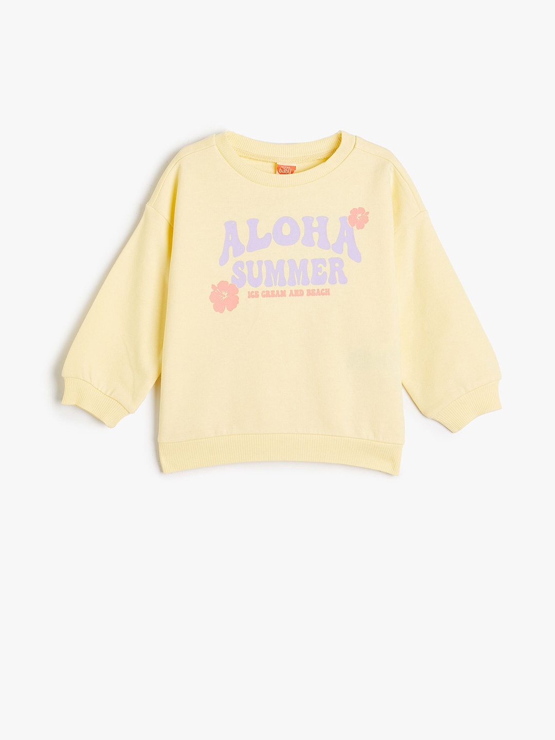 

Koton Girls Typography Printed Pure Cotton Sweatshirt, Yellow