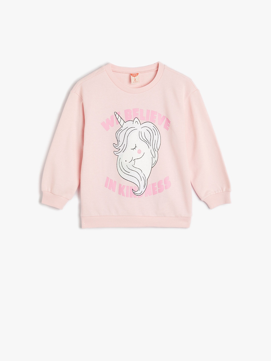 

Koton Girls Graphic Printed Cotton Pullover, Peach