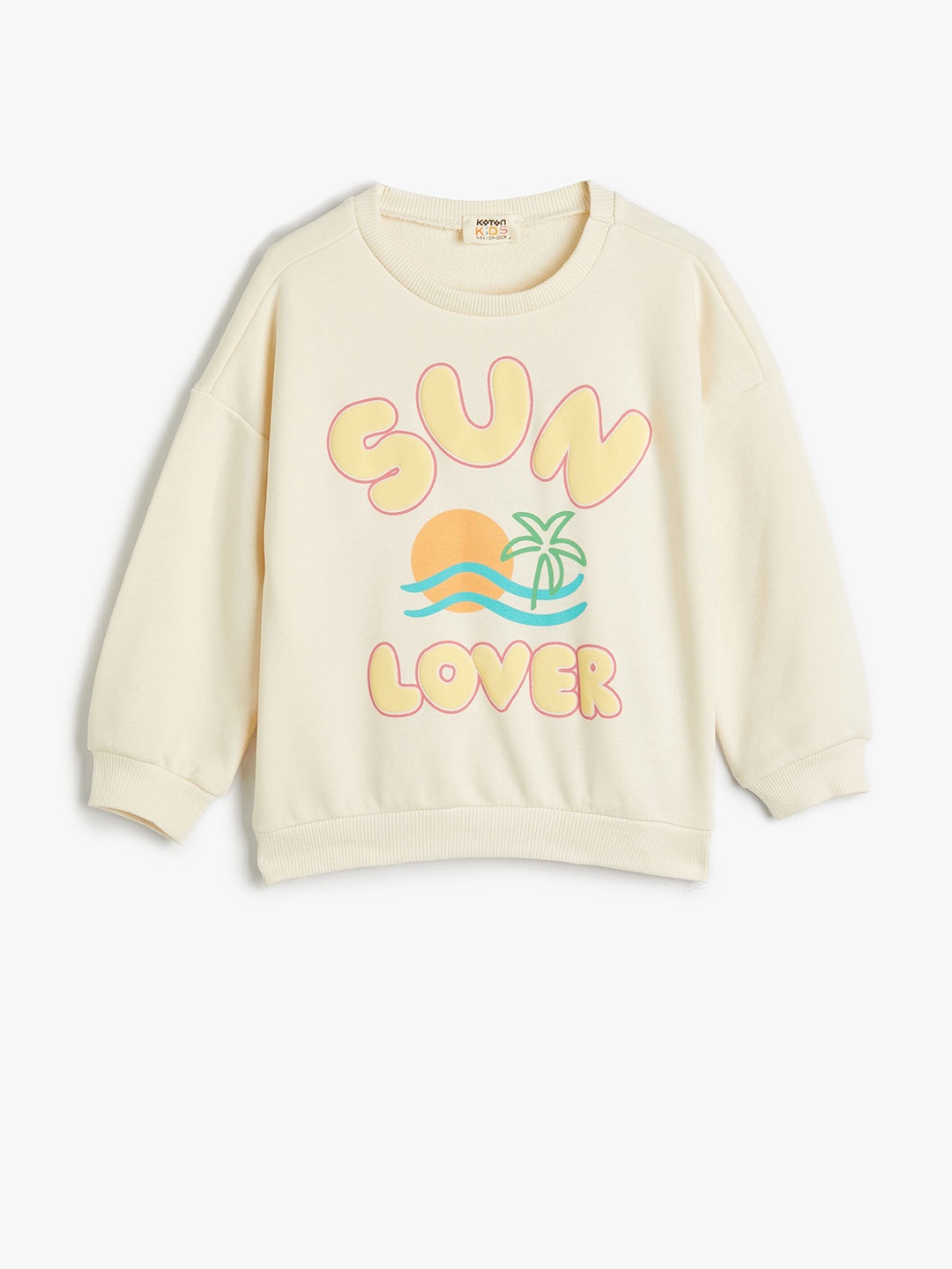 

Koton Girls Typography Printed Pure Cotton Sweatshirt, Beige