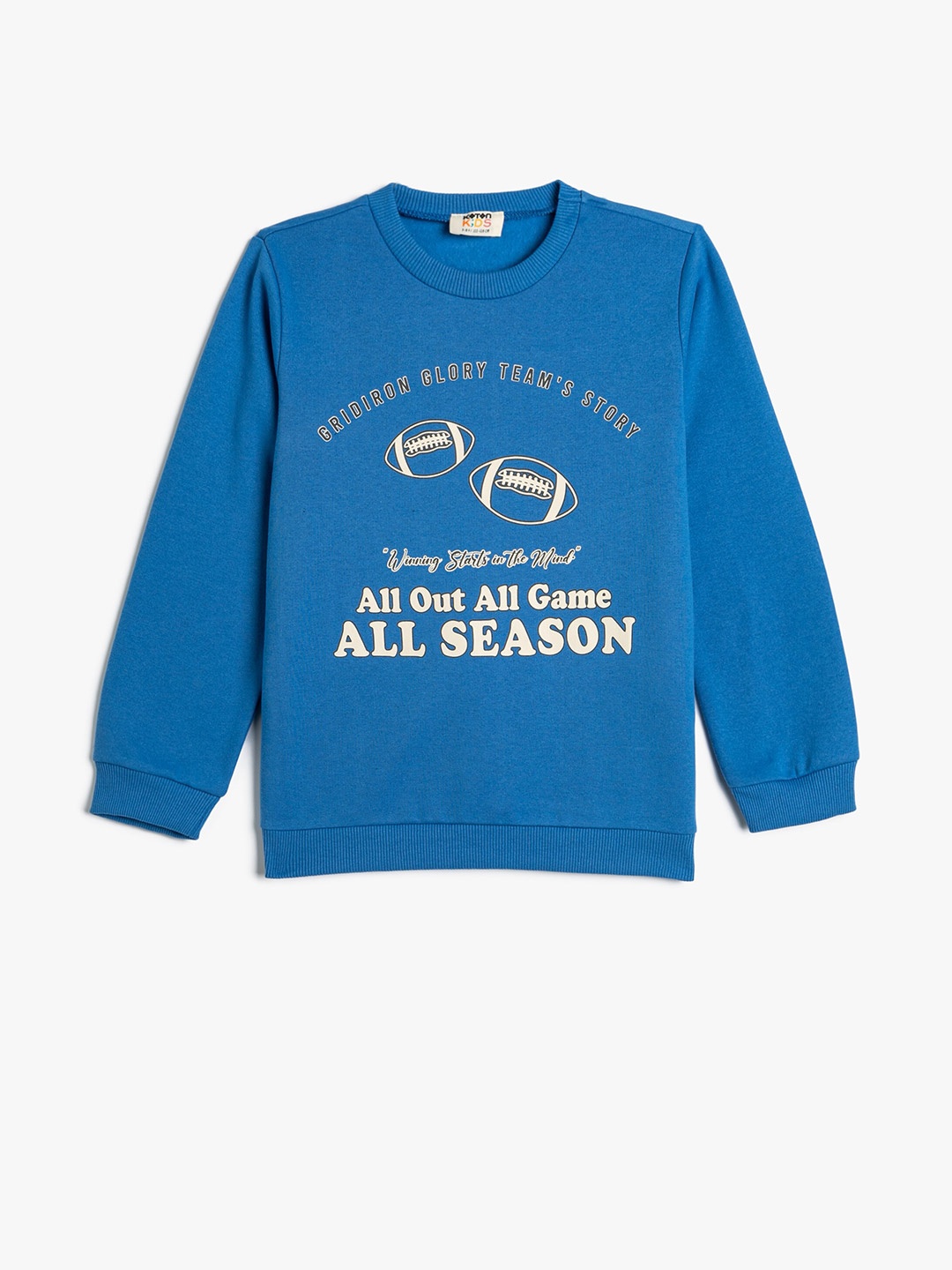 

Koton Boys Typography Printed Cotton Sweatshirt, Blue