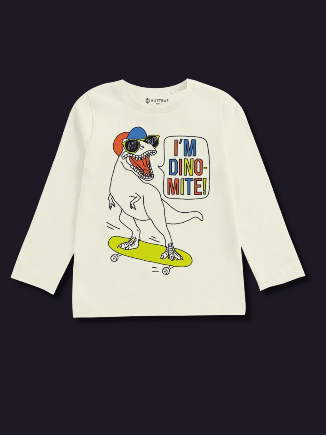 

Huetrap Boys Graphic Printed Pure Cotton T-shirt, Off white