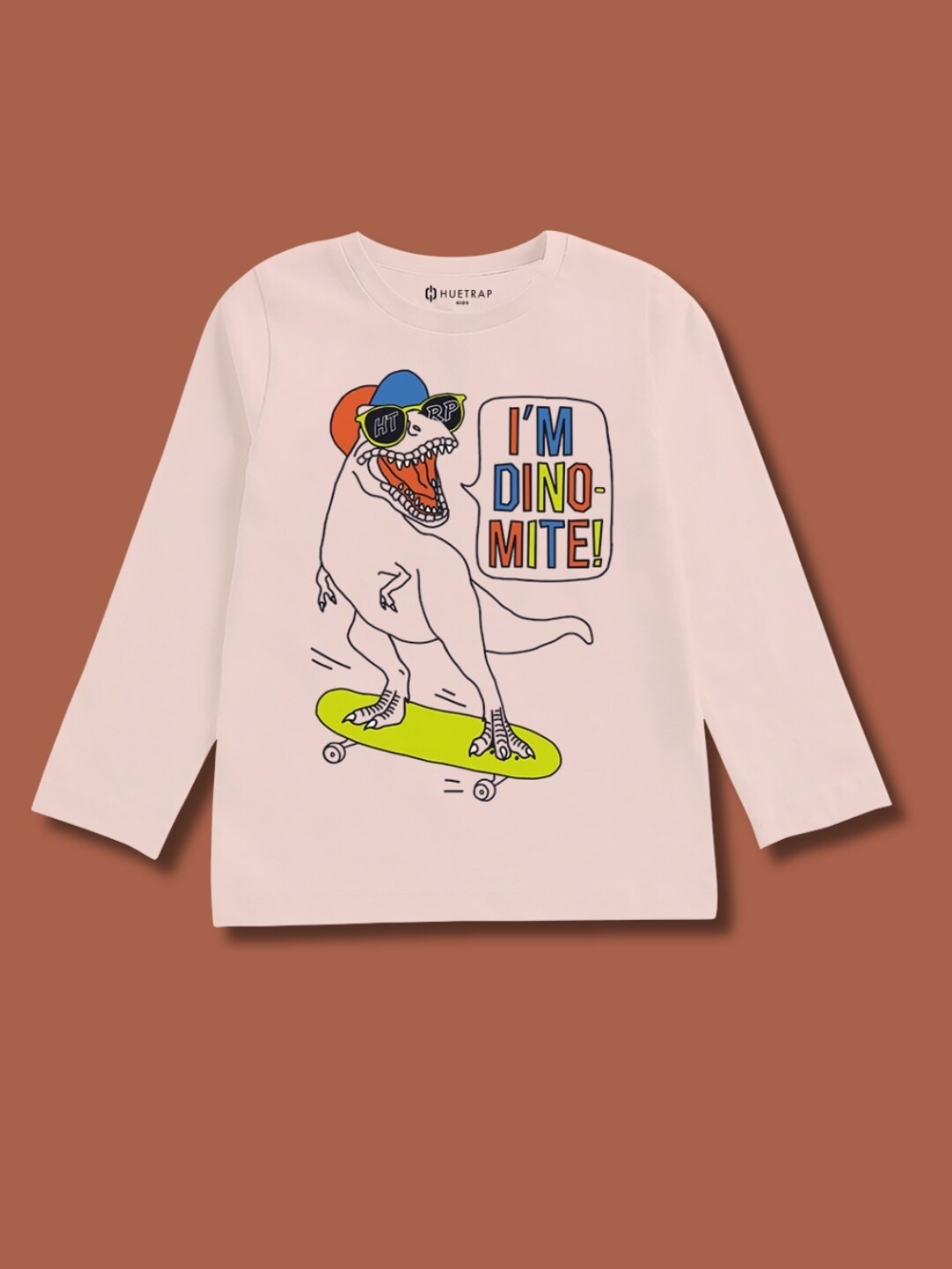 

Huetrap Boys Printed Cotton Round Neck T-shirt, Pink