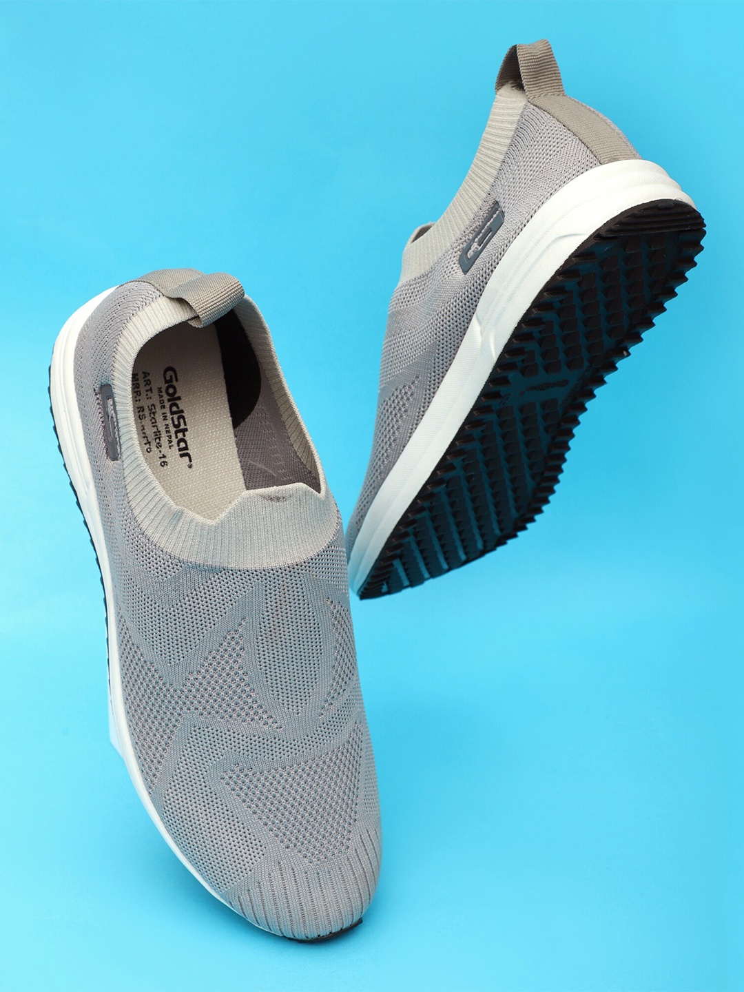 

Goldstar Men Textured Slip-On Walking Shoes, Grey