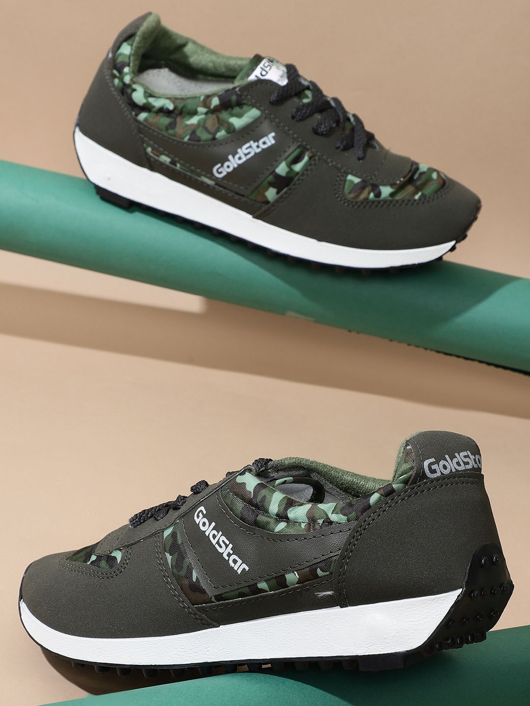 

Goldstar Men Mesh Lace-Ups Walking Shoes, Olive