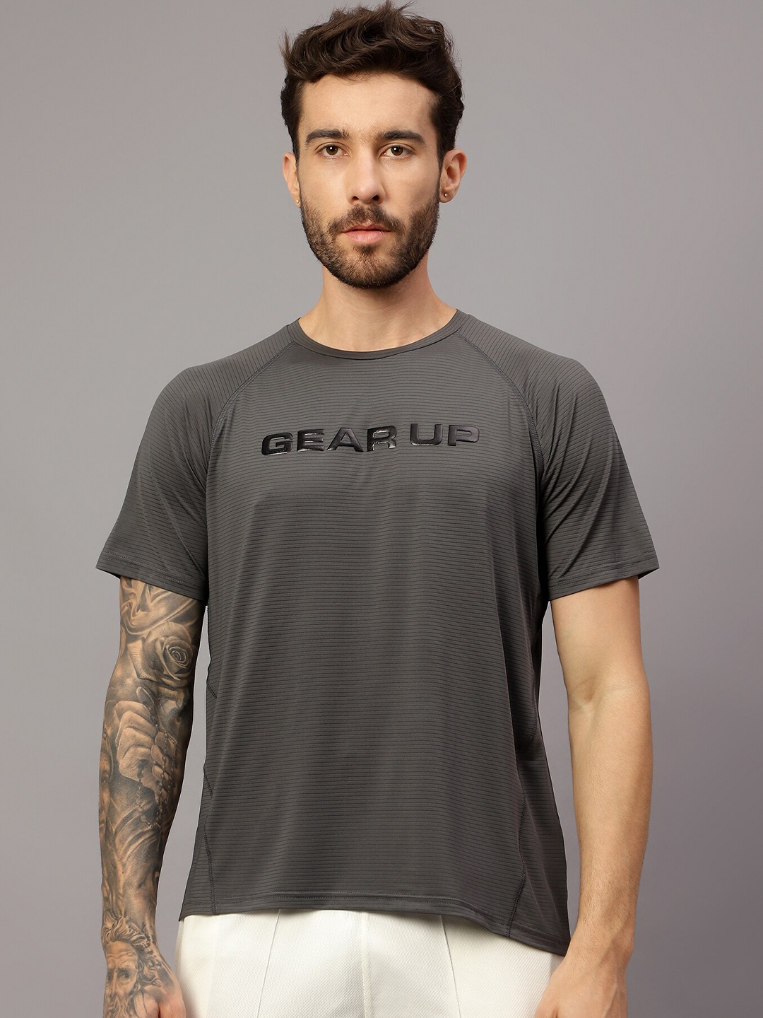 

Trenz Typography Printed Round Neck T-shirt, Grey