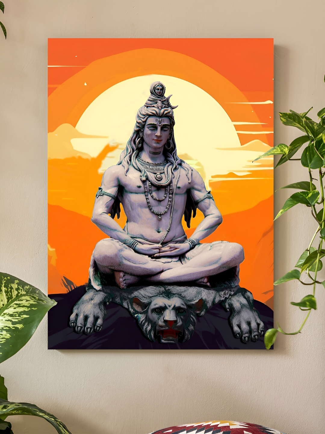 

Art Street Orange & Grey Canvas Lord Shiva Painting Wall Art