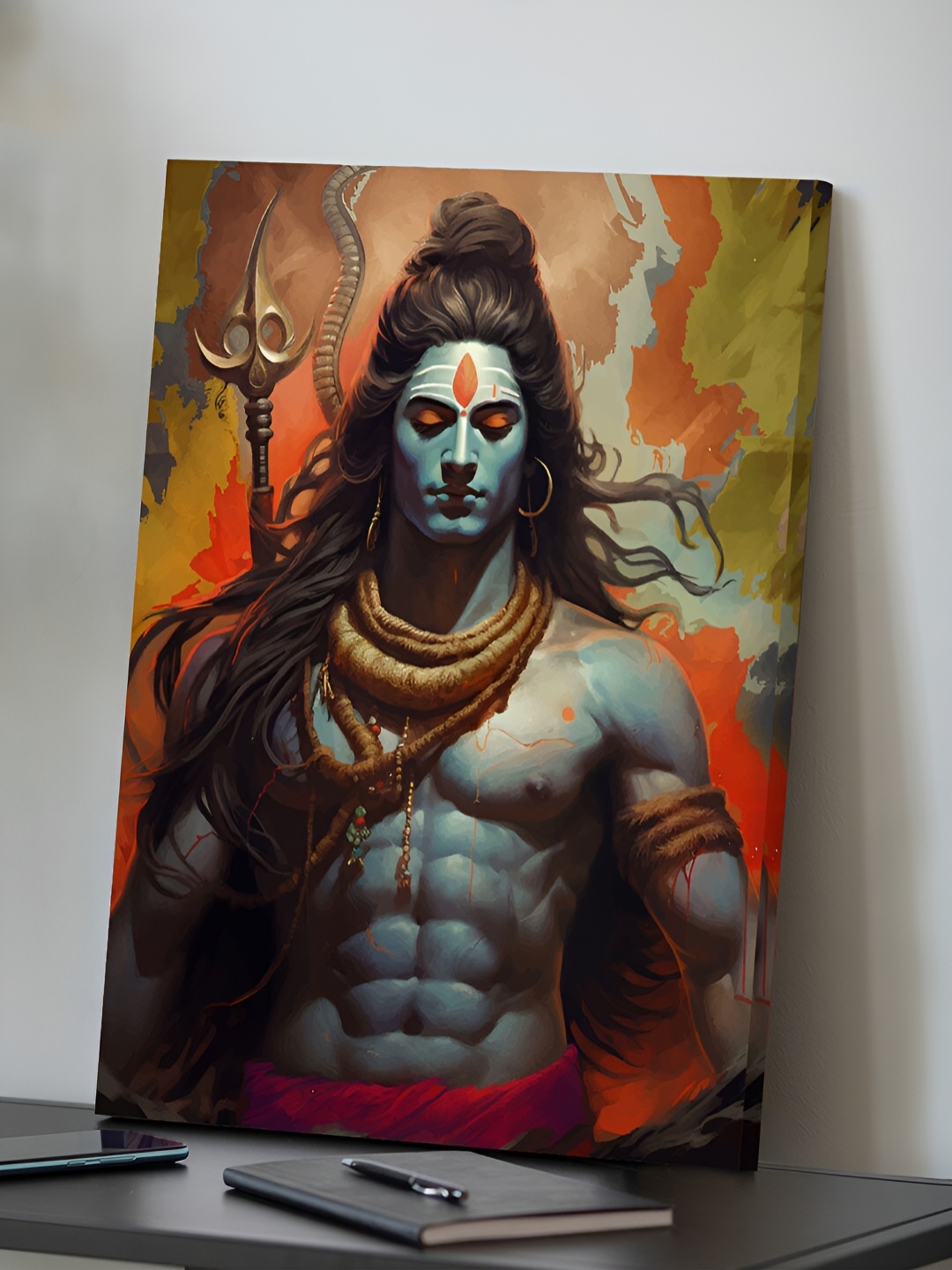 Art Street Blue & Orange Canvas Religious Painting Wall Art