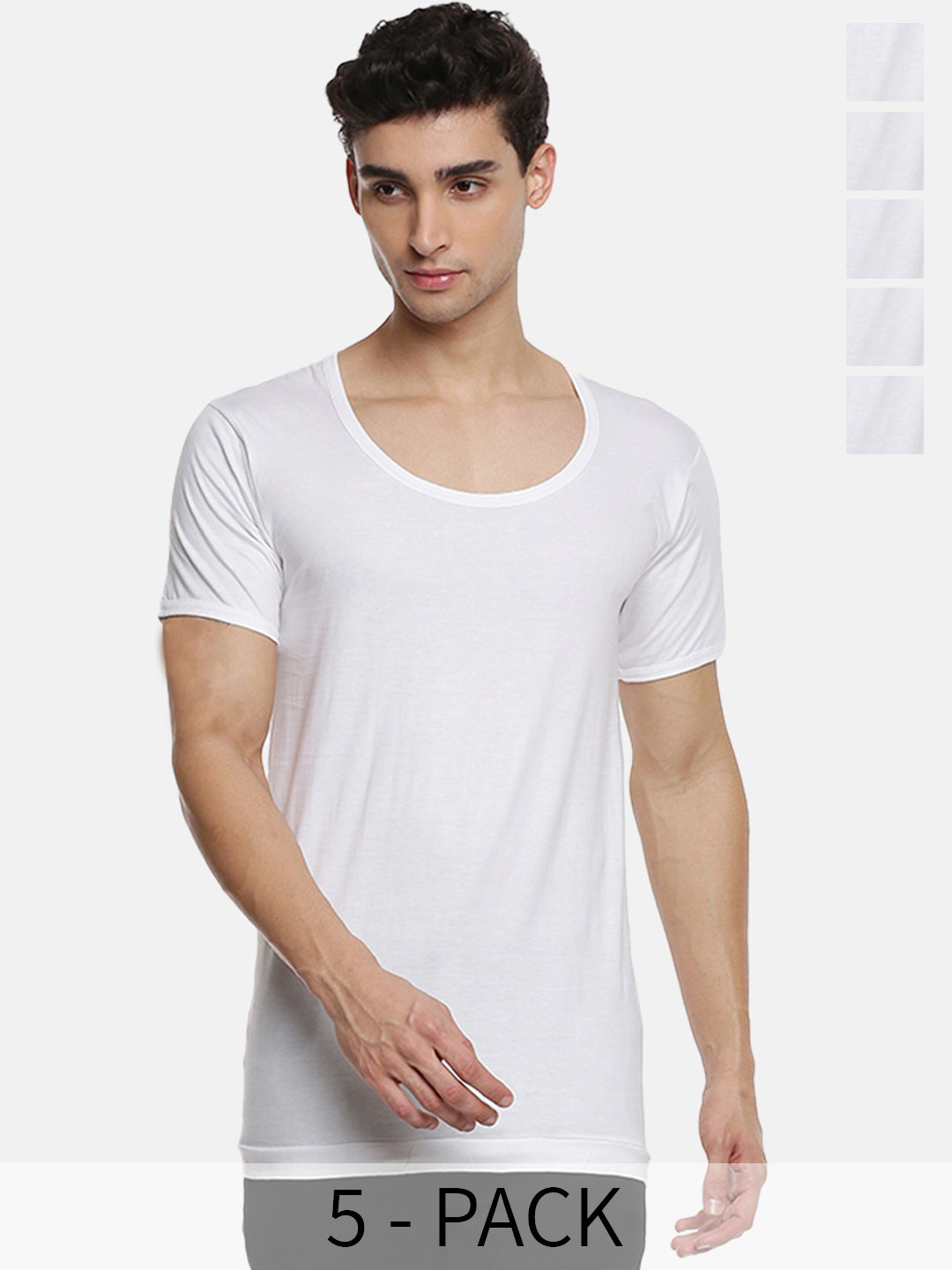 

Ramraj Pack Of 5 Pure Cotton Basic Vests AcosteRNSPlus5P, White