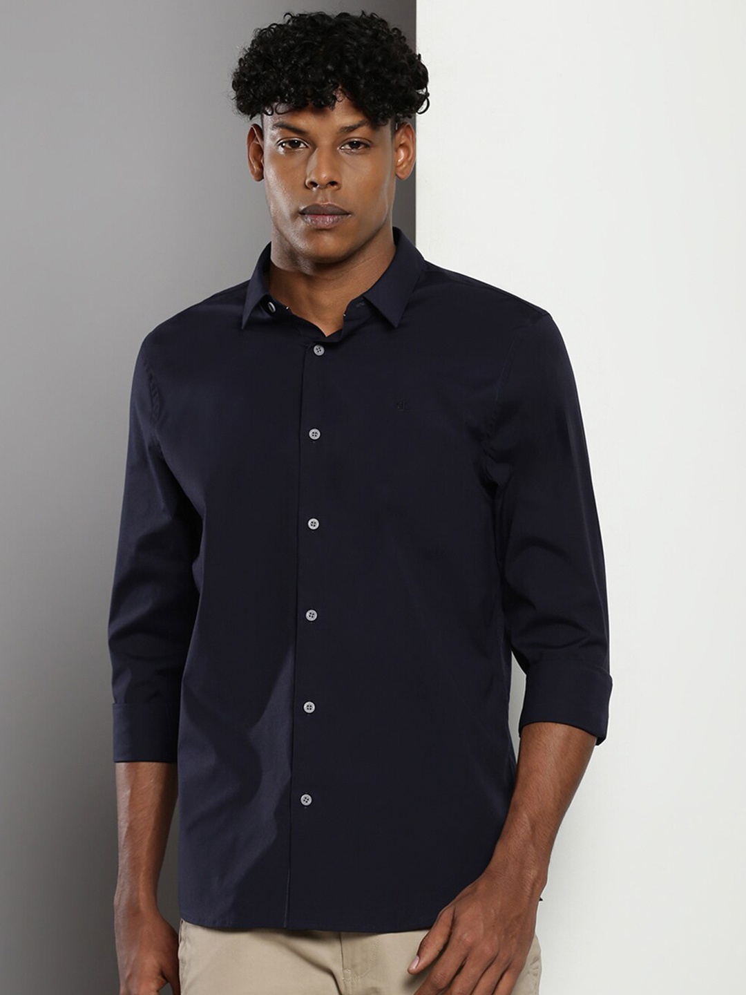 

Calvin Klein Comfort Slim Fit Opaque Cotton Casual Shirt, Navy blue