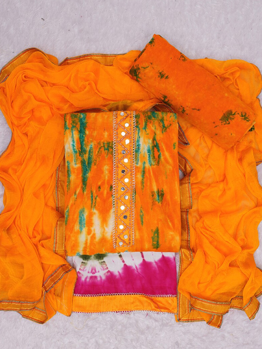 

ASISA Abstarct Printed Unstitched Dress Material, Yellow