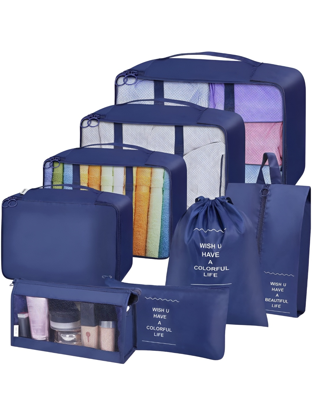 

Awestuffs Navy Blue 8 Pieces Water Resistant Multi-Utility Organisers