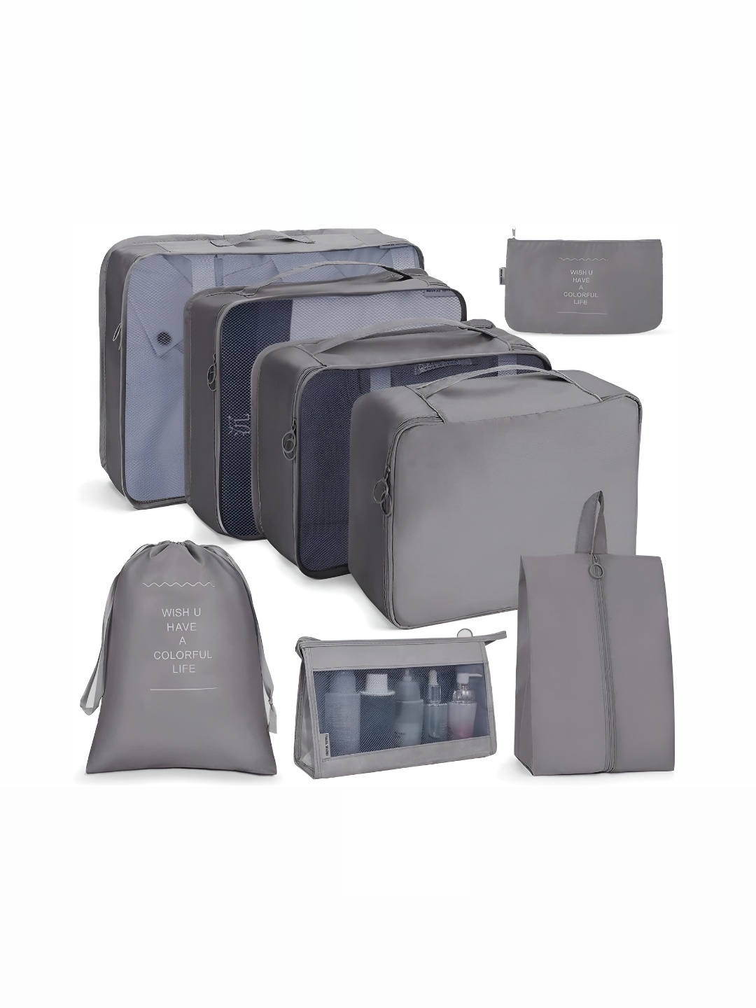 

Awestuffs Grey 8 Pieces Lightweight Travel Luggage Organisers
