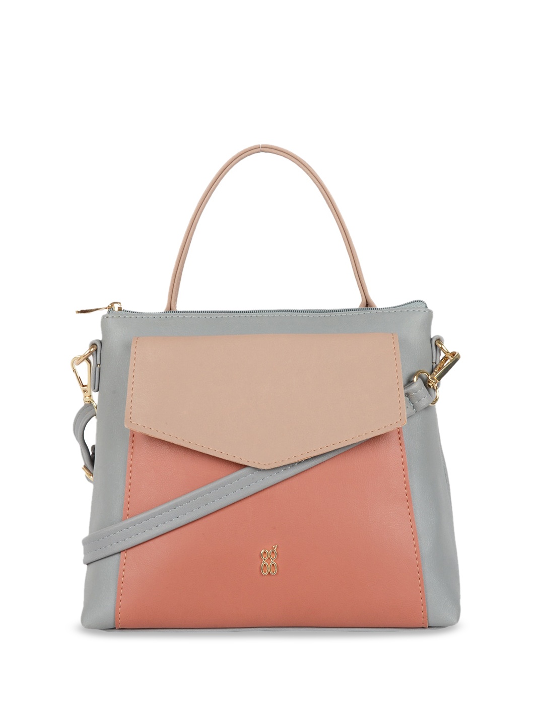 

Baggit Colourblocked PU Oversized Swagger Satchel, Blue