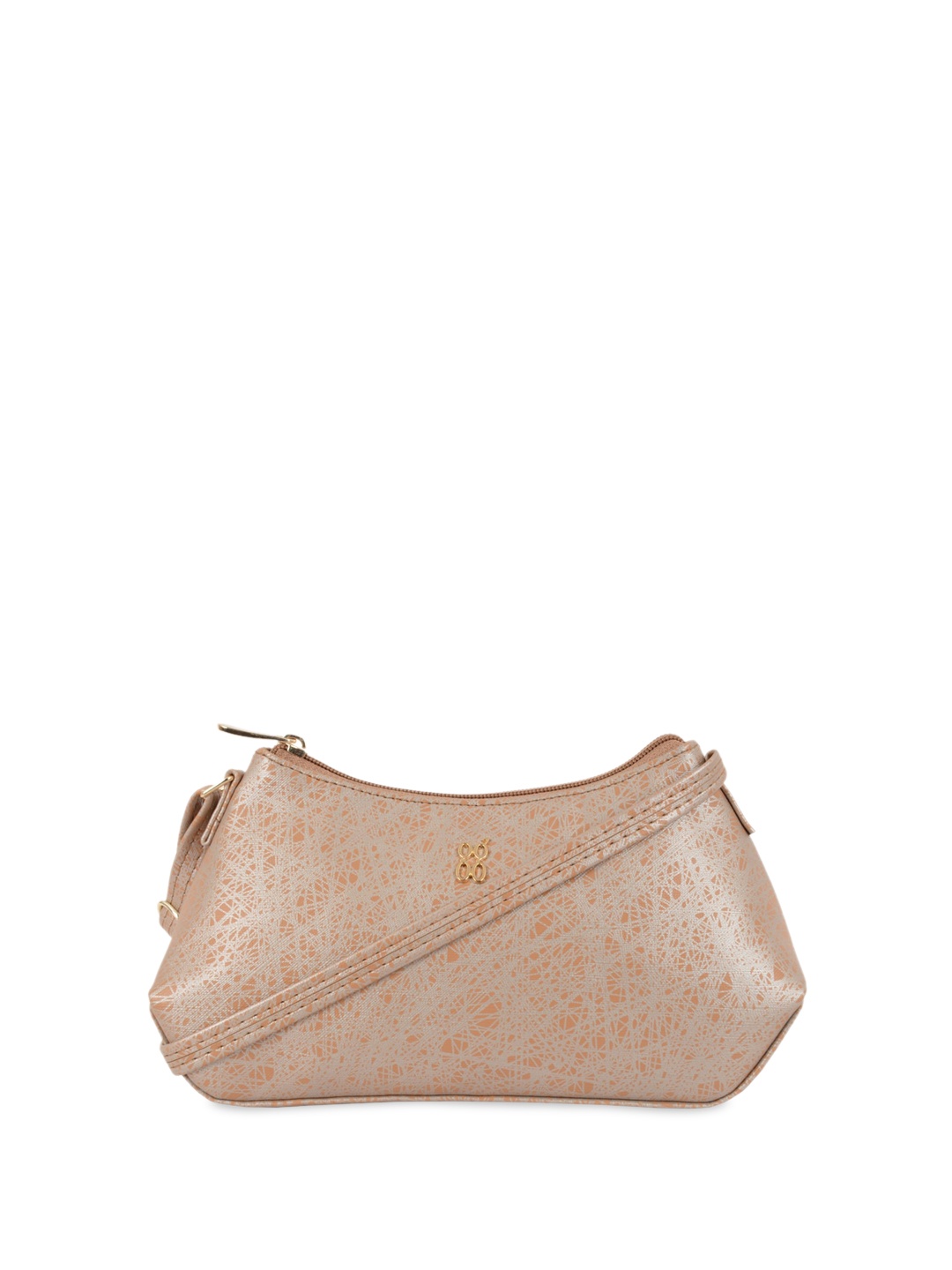 

Baggit Abstract Printed PU Structured Sling Bag, Gold