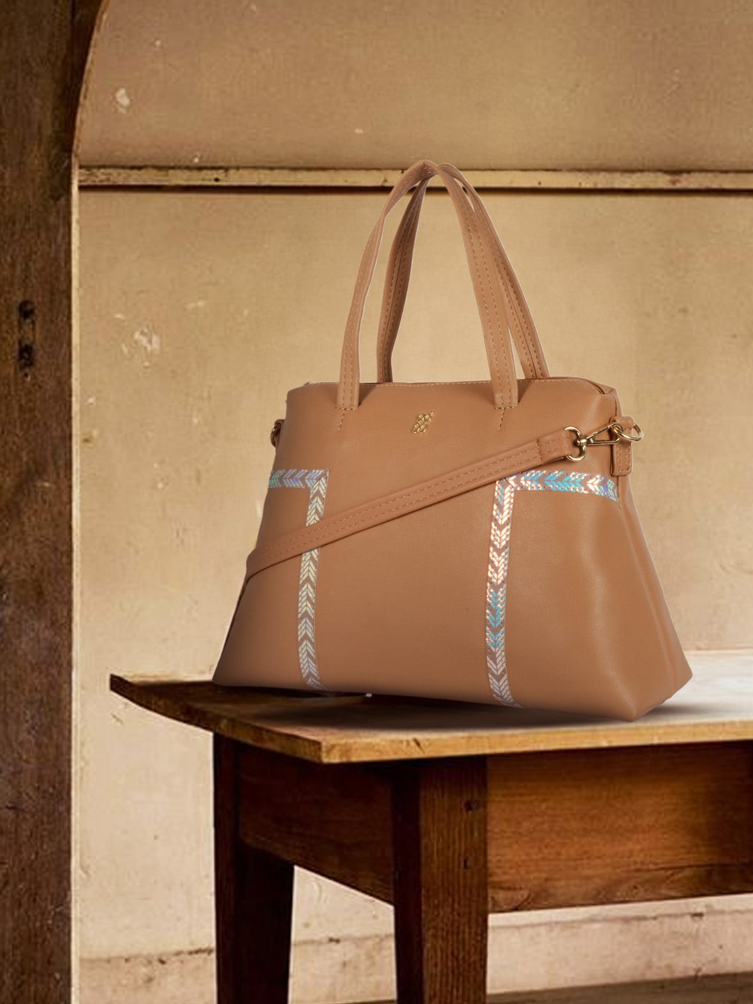 

Baggit PU Oversized Structured Handheld Bag, Tan
