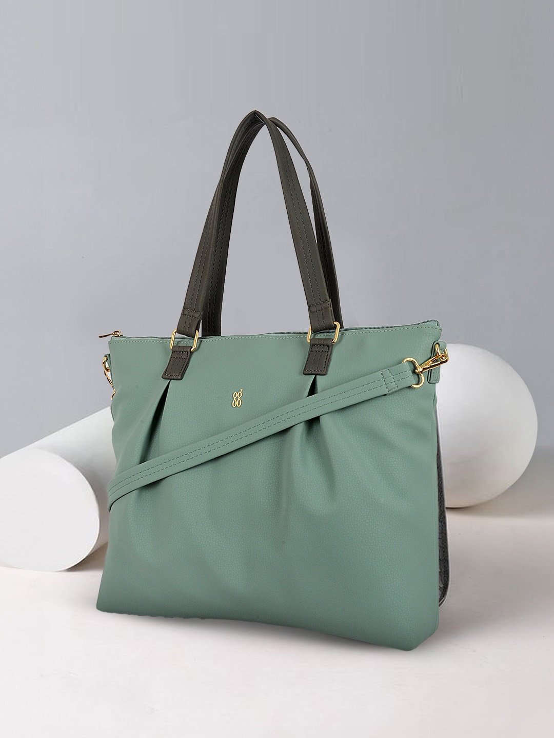 

Baggit Colourblocked PU Structured Handheld Bag, Turquoise blue