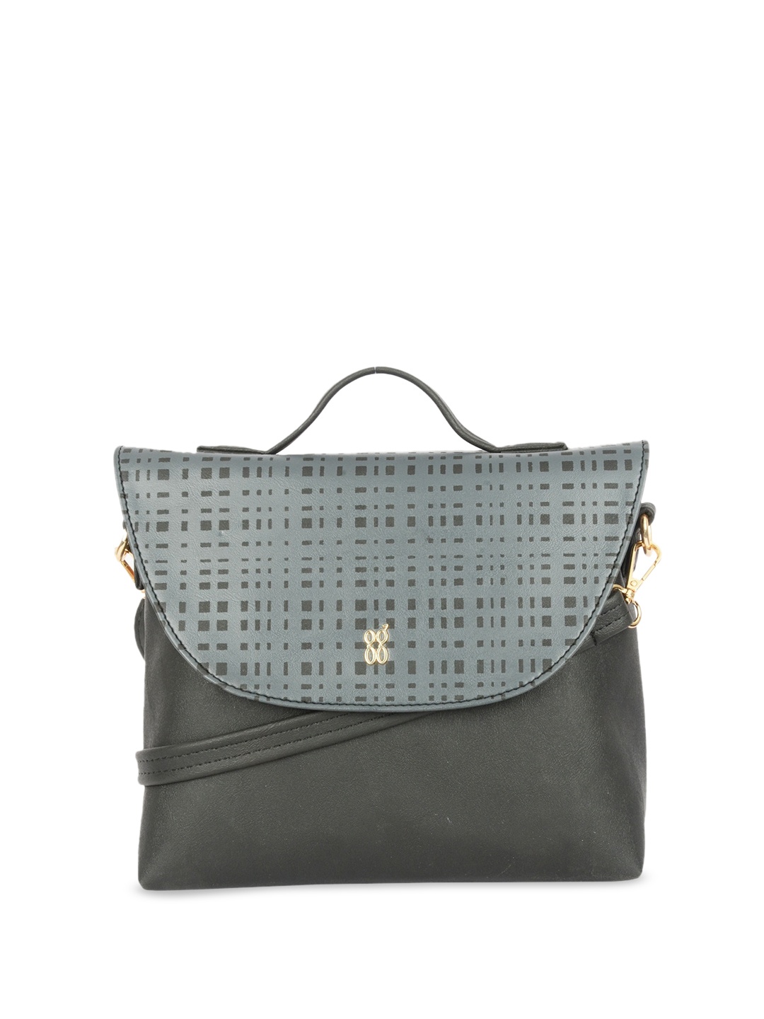 

Baggit Geometric Printed Structured Sling Bag, Grey