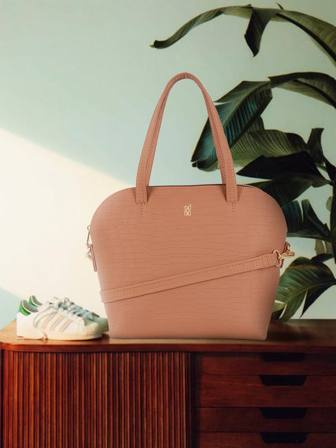 

Baggit Textured Oversized Structured Shoulder Bag, Pink