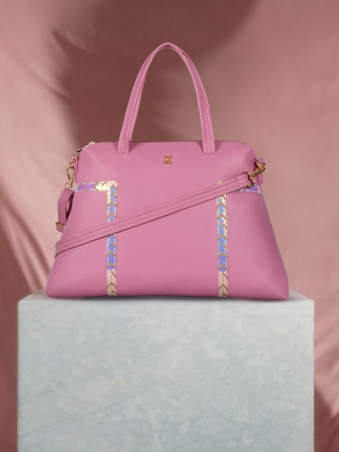 

Baggit PU Oversized Structured Handheld Bag with Tasselled, Rose