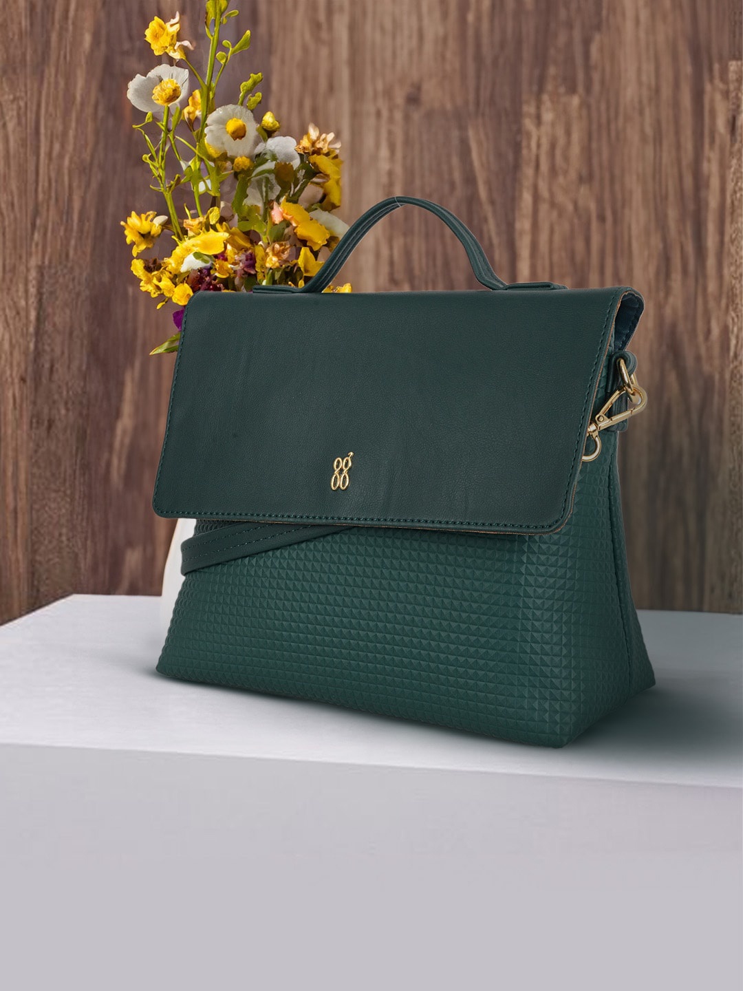 

Baggit PU Structured Handheld Bag with Cut Work, Green