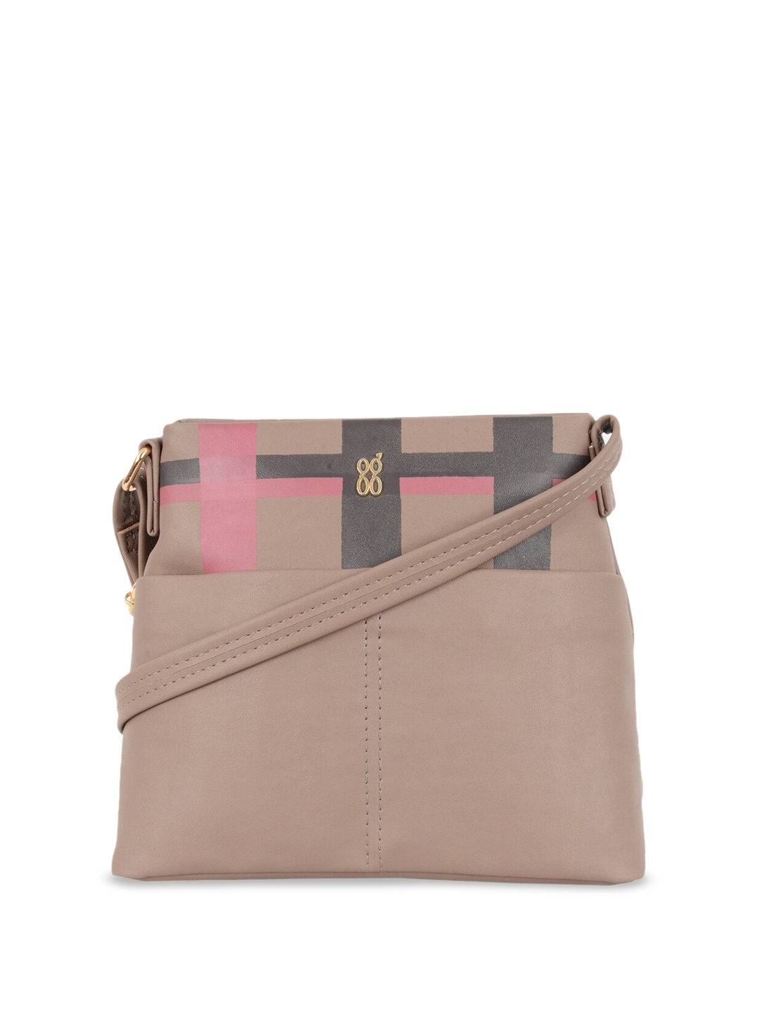 

Baggit Geometric Printed Structured Sling Bag, Pink