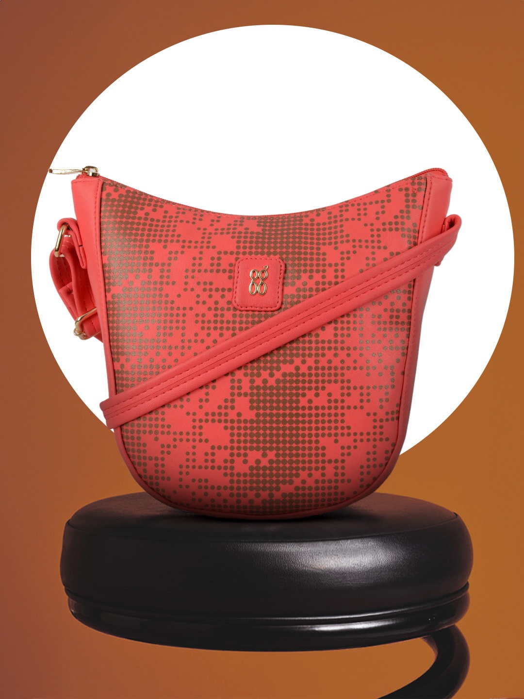 

Baggit Textured Structured Sling Bag, Coral