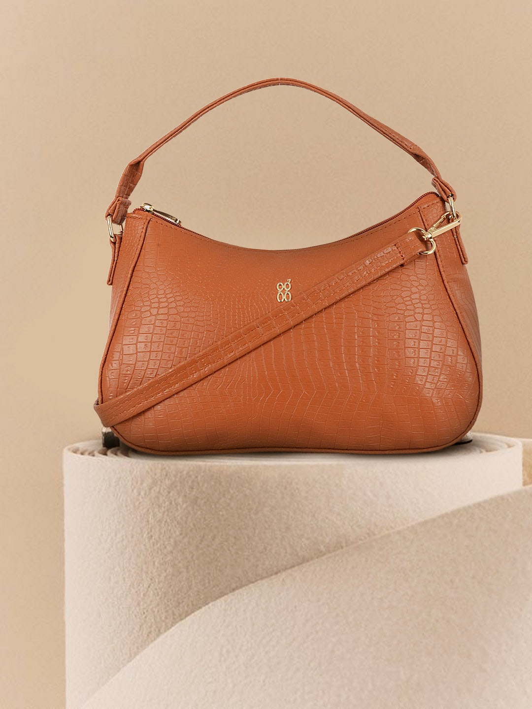 

Baggit Animal Textured PU Oversized Structured Hobo Bag with Tasselled, Tan
