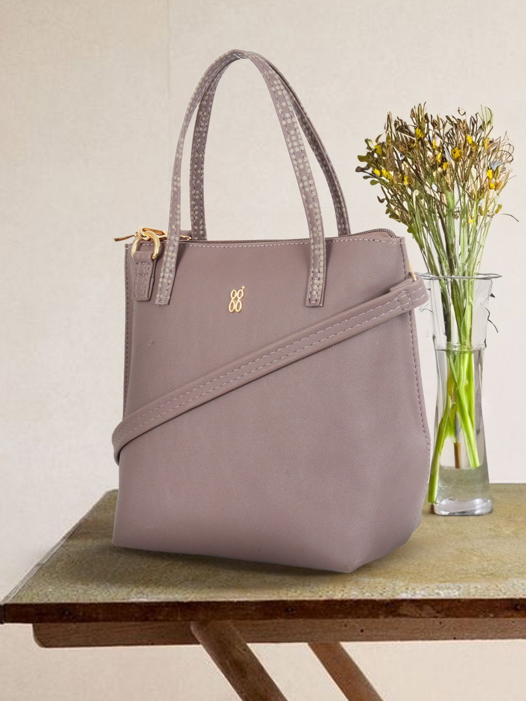 

Baggit Colourblocked PU Oversized Structured Handheld Bag with Tasselled, Purple