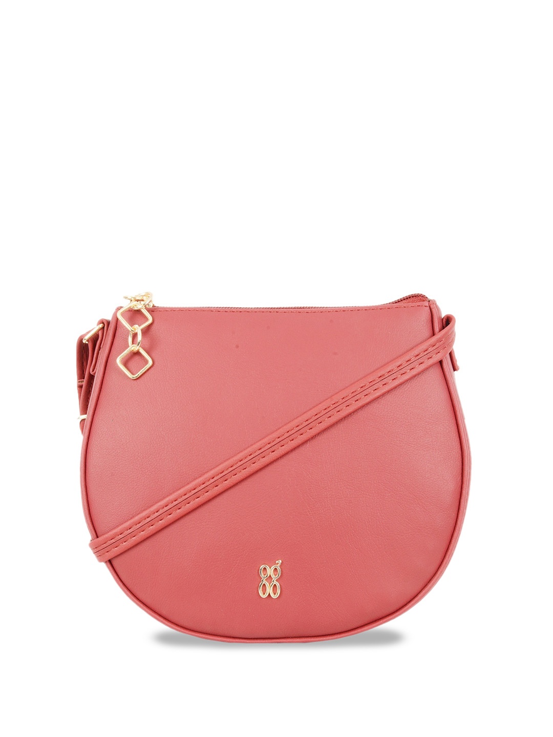 

Baggit PU Structured Sling Bag, Peach