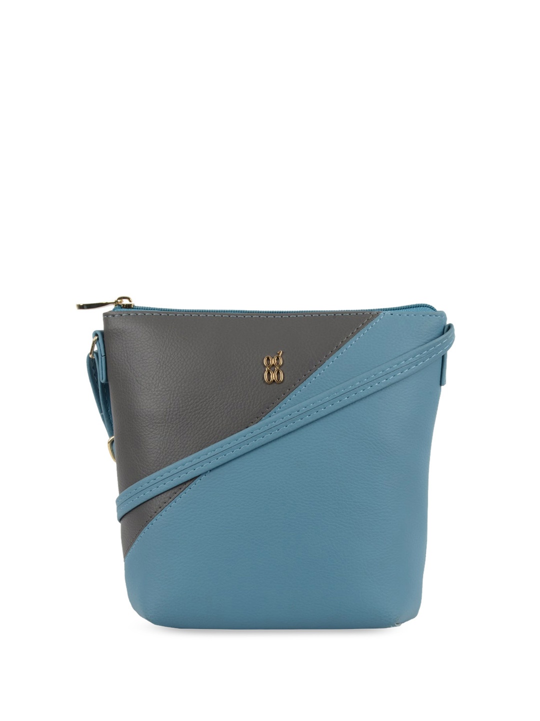 

Baggit Colourblocked Structured Sling Bag, Blue