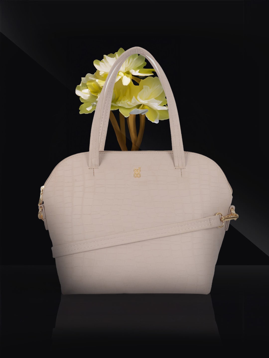 

Baggit PU Structured Handheld Bag with Cut Work, Off white