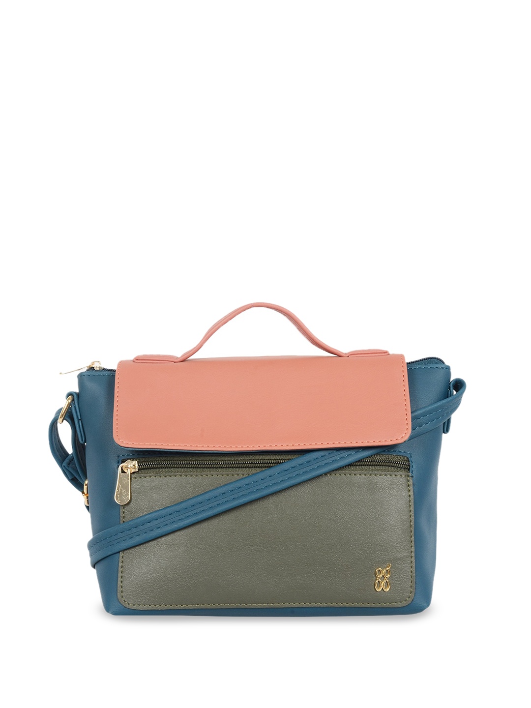 

Baggit Colourblocked Structured Satchel Bag, Blue