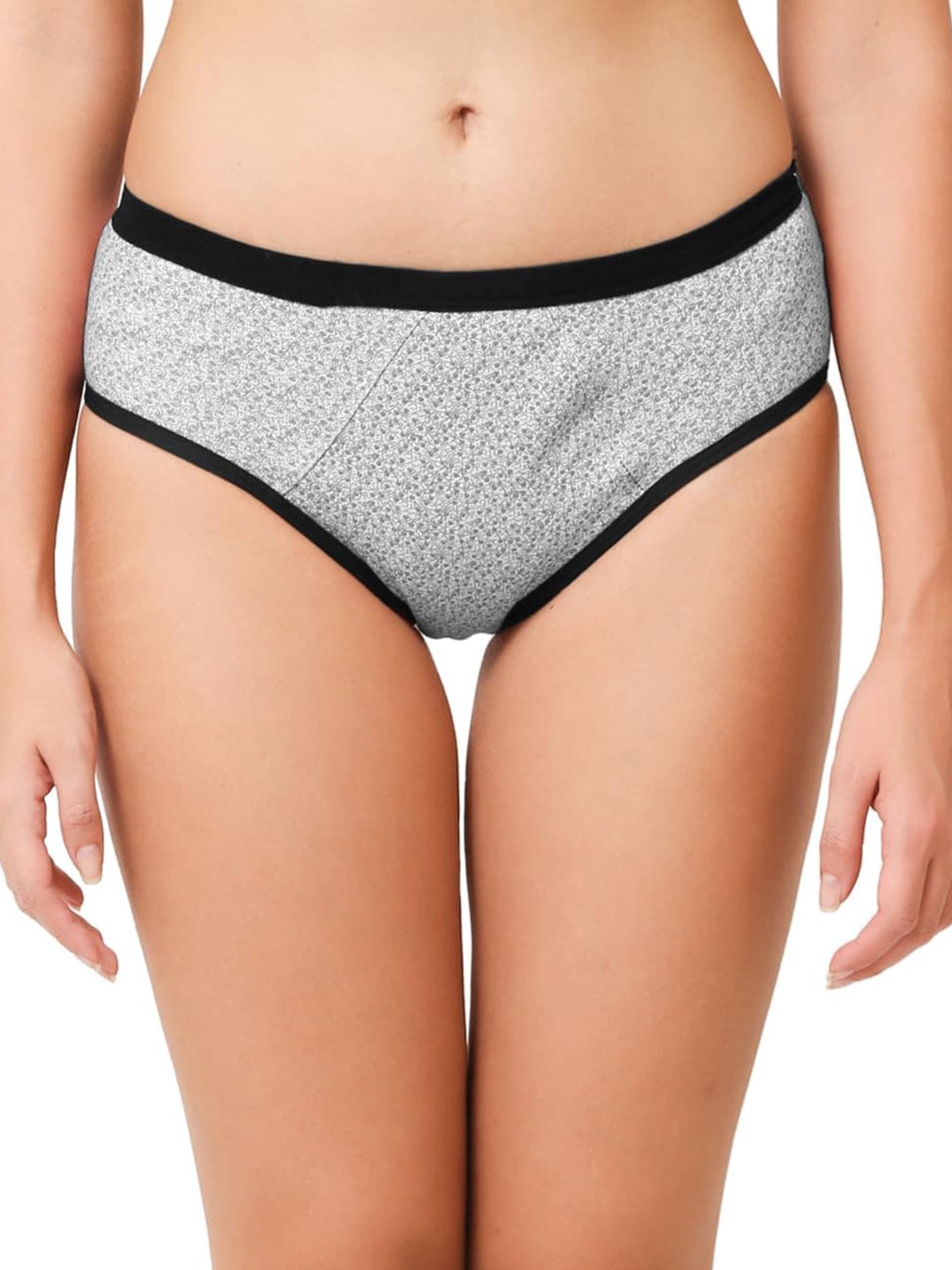 

CareDone Mid-Rise Printed Leak-Proof Cotton Period Briefs, Grey