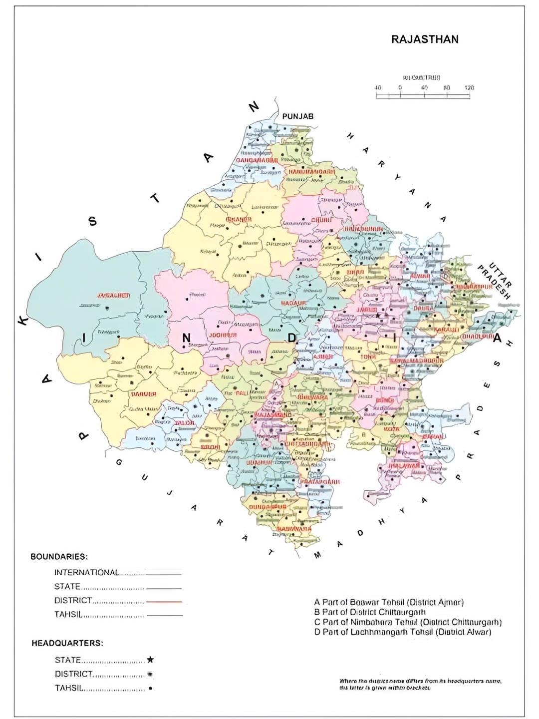 

British Terminal White & Green Rajasthan Map Wall Art