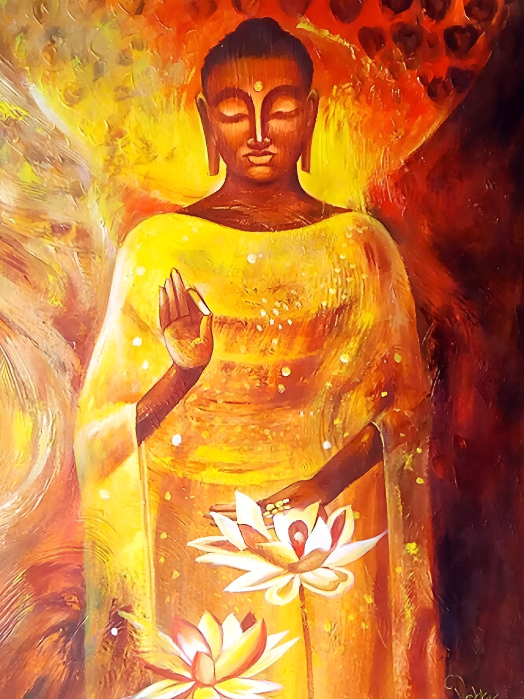 

British Terminal Yellow & Orange Religious Painting Wall Art