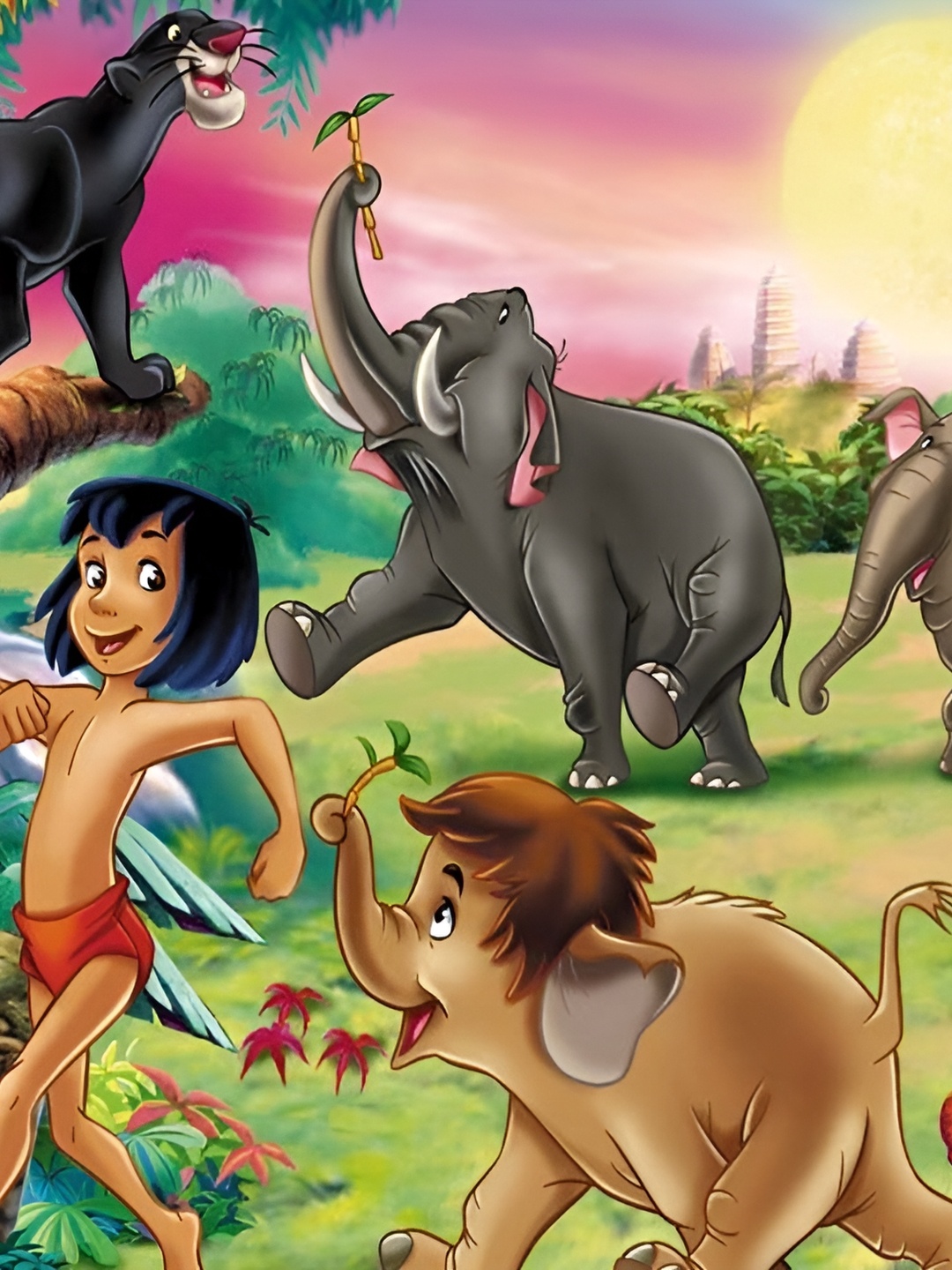 

British Terminal Green & Yellow The Jungle Book Cartoon Characters Wall Painting
