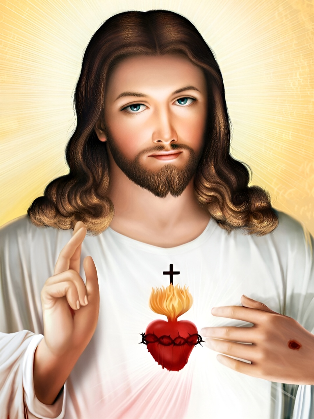 

British Terminal White & Brown Lord Jesus Christ Religious Wall Art
