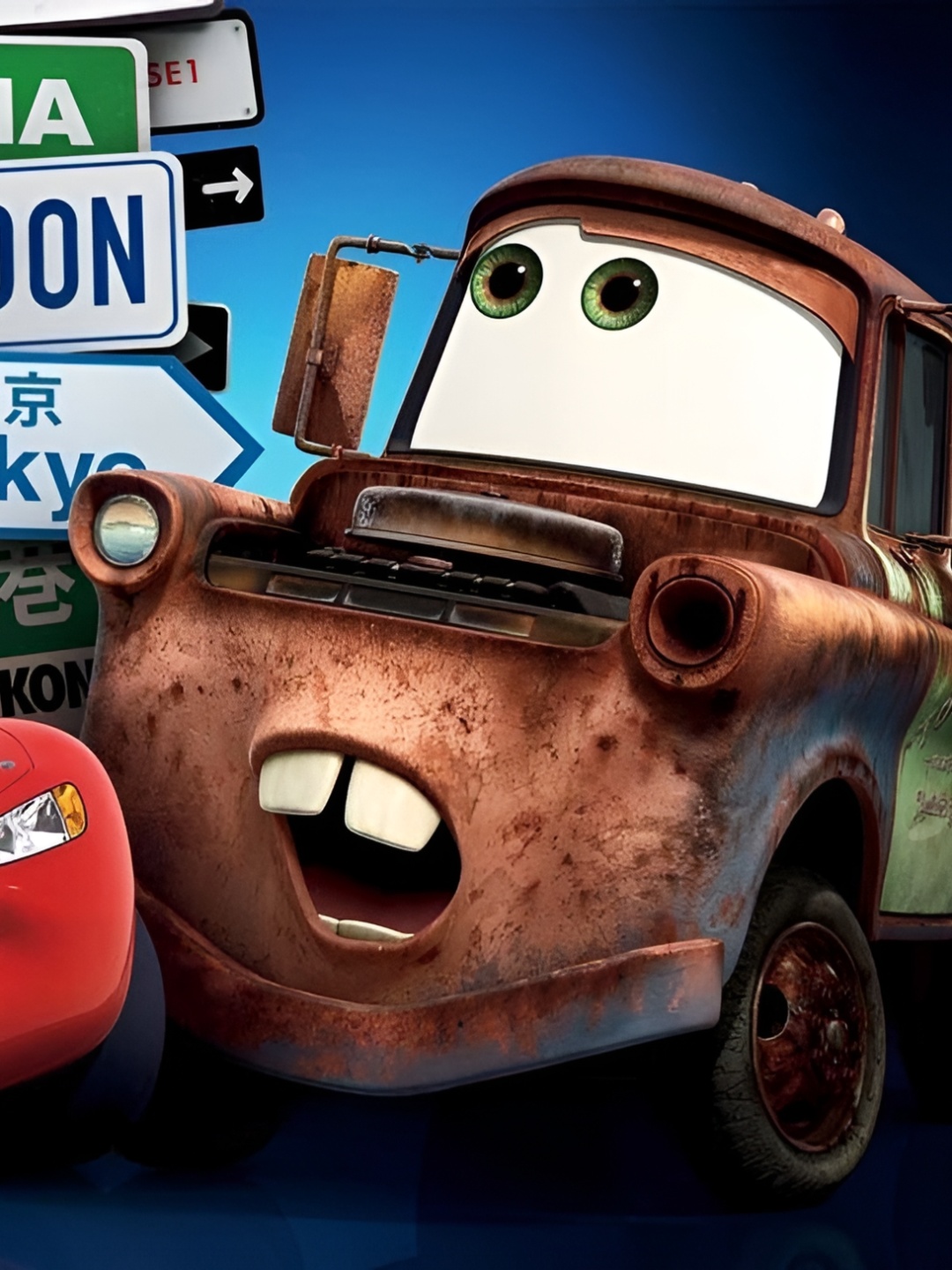 

British Terminal Red & Brown Cars Animation Moviebtcan Cartoon Characters Wall Painting