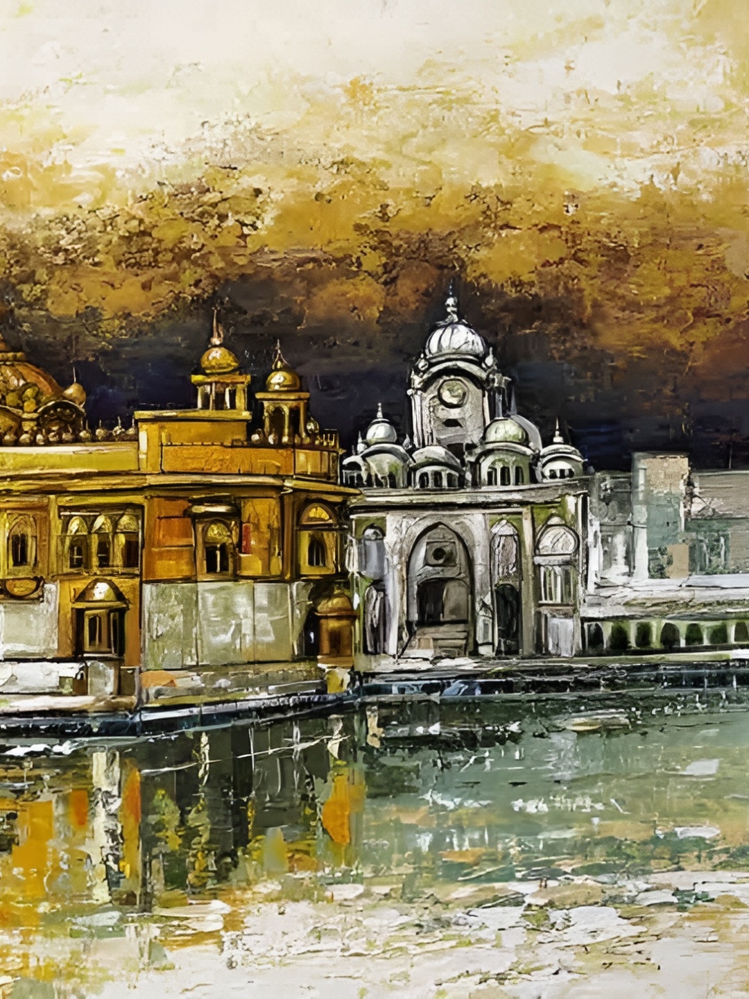 

British Terminal Beige Ayodhaya Night View Wall Painting