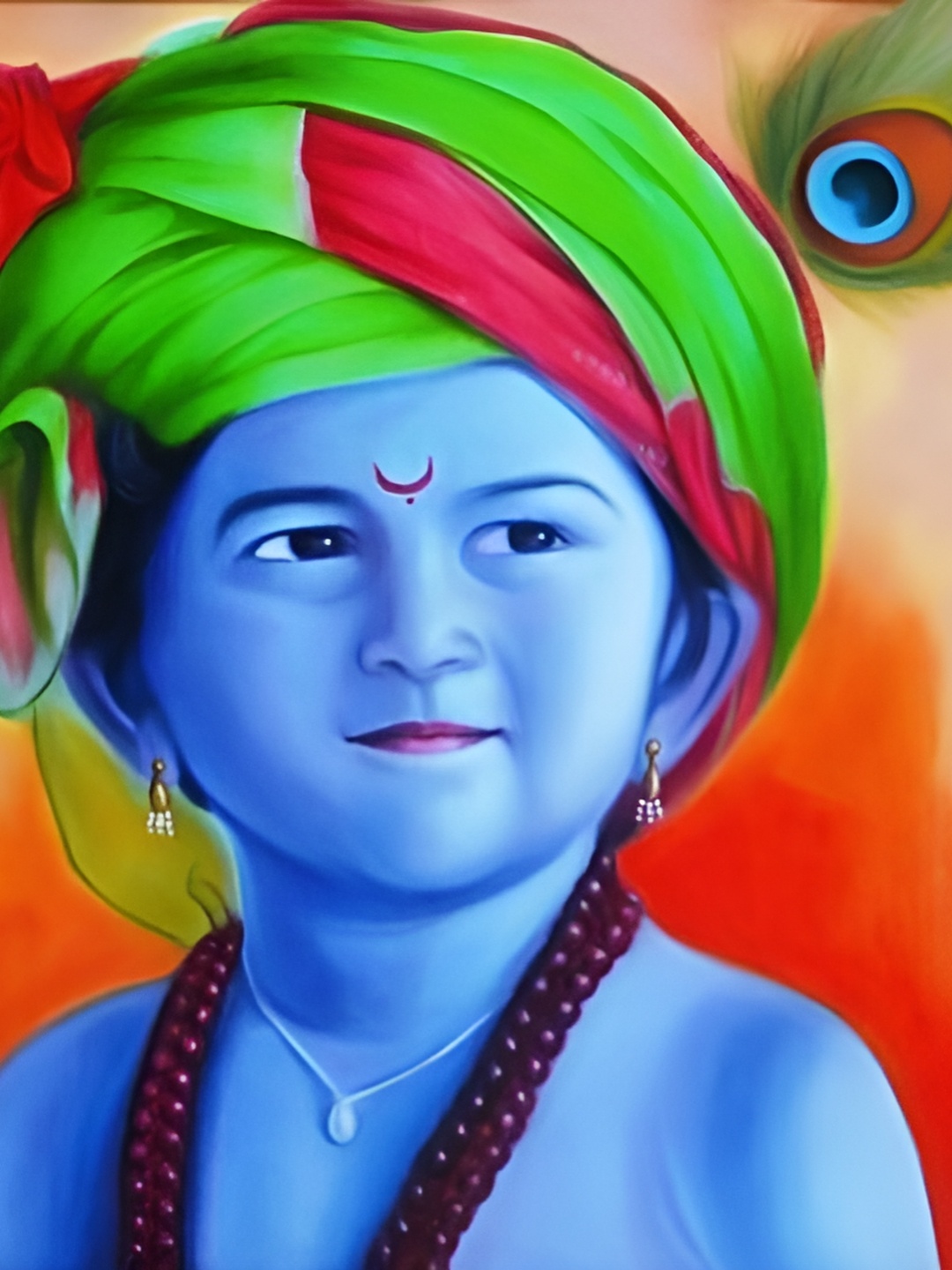 

British Terminal Red & Green Other Krishna Wall Painting