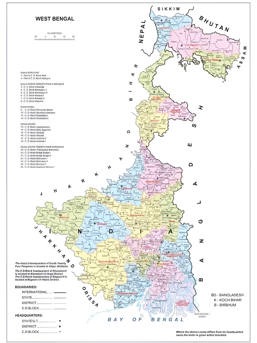 

British Terminal Yellow & Blue West Bengal Map Painting Wall Art