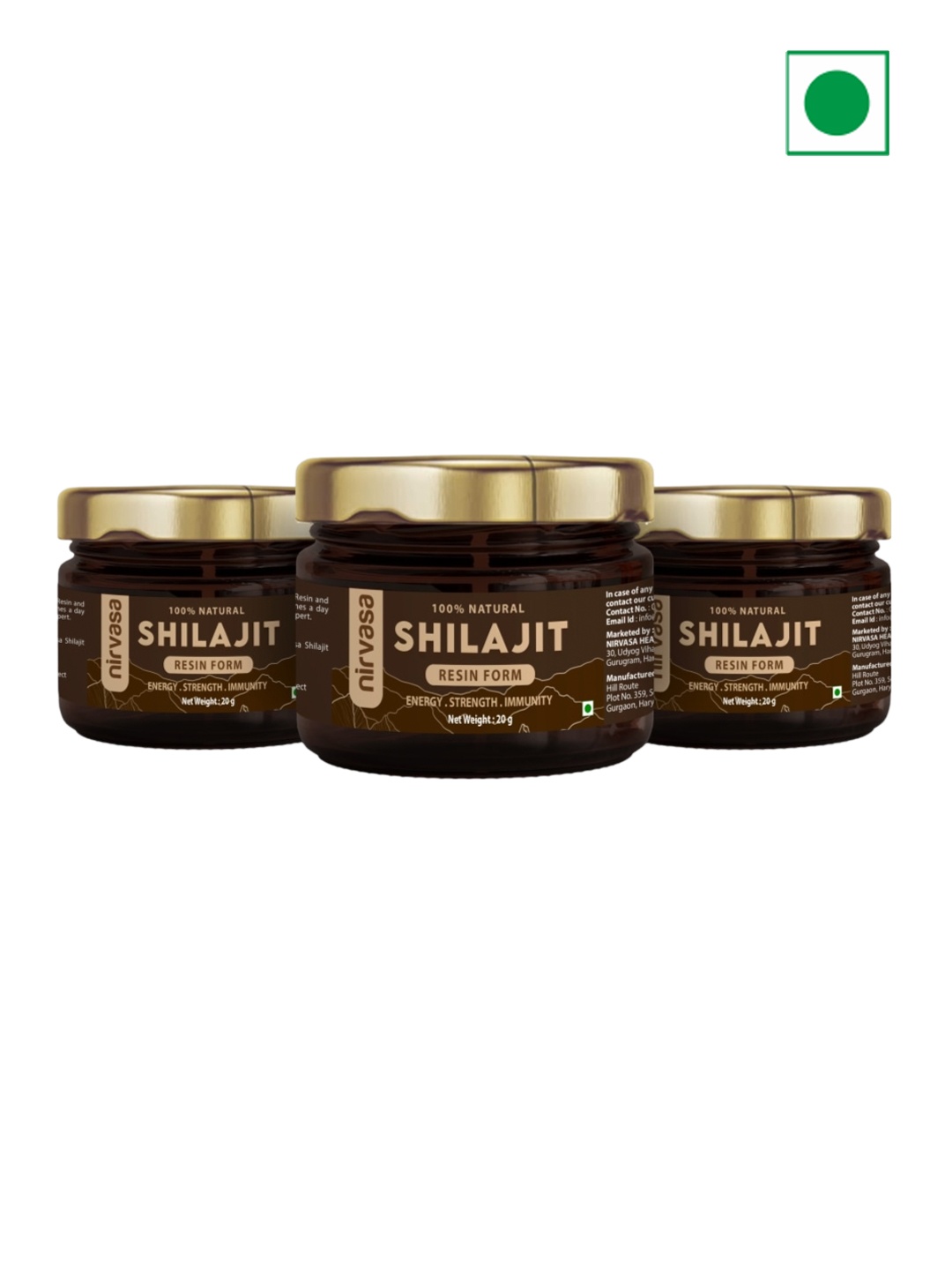 

Nirvasa Set Of 3 Resin Form 100% Natural Shilajit To Boost Power & Immunity - 20g Each, Brown