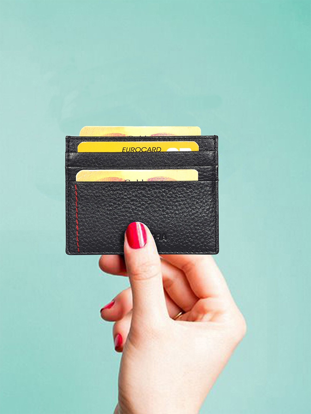 

Sassora Textured Leather RFID Card Holder, Black