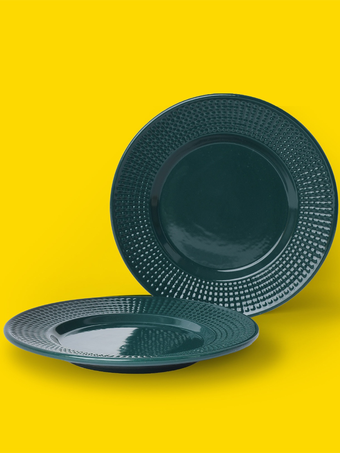 

10club Green 2 Pieces Ceramic Dishwasher Safe Food Platters