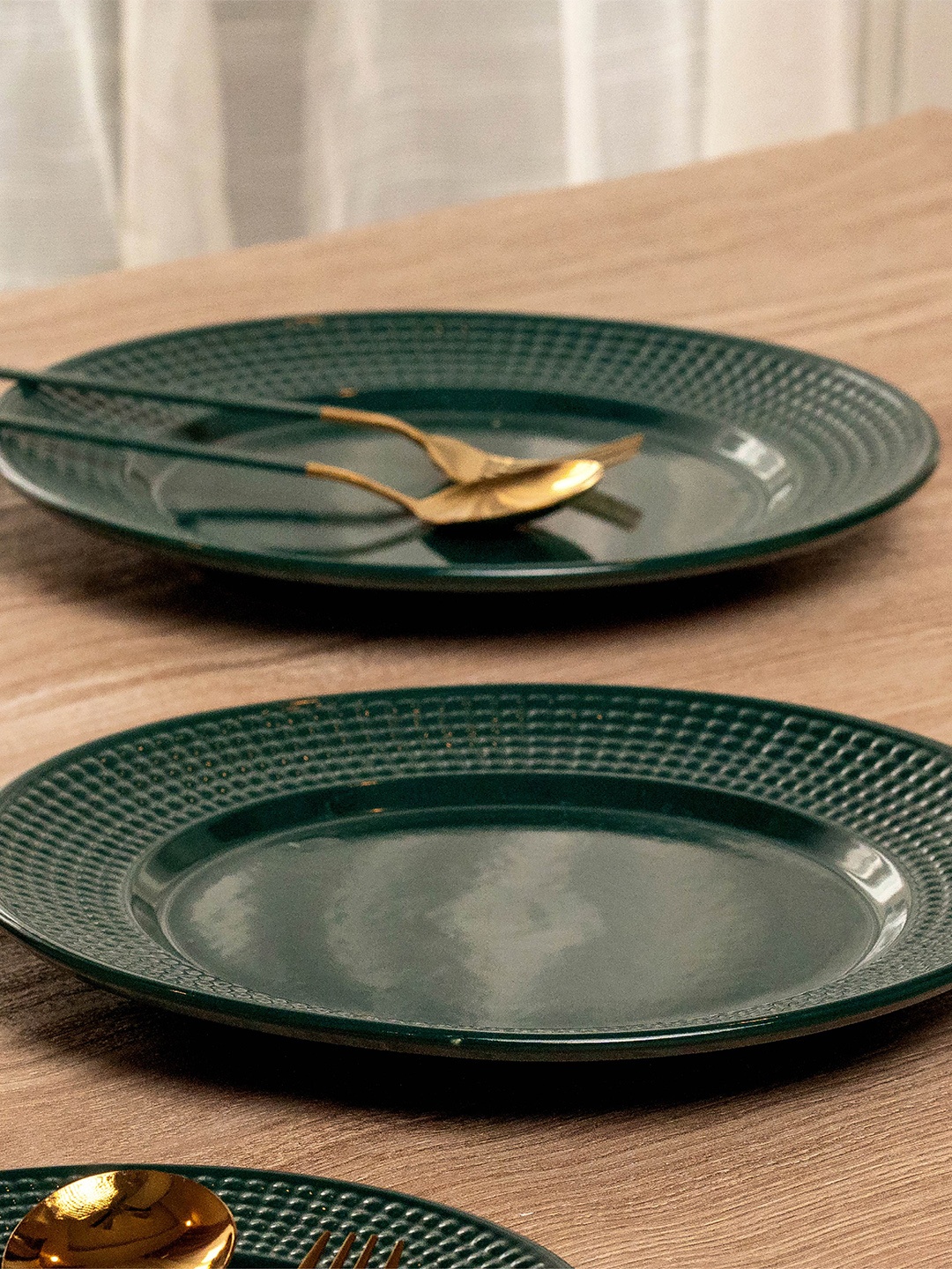 

10club Green 2 Pieces Ceramic Dishwasher Safe Food Platters