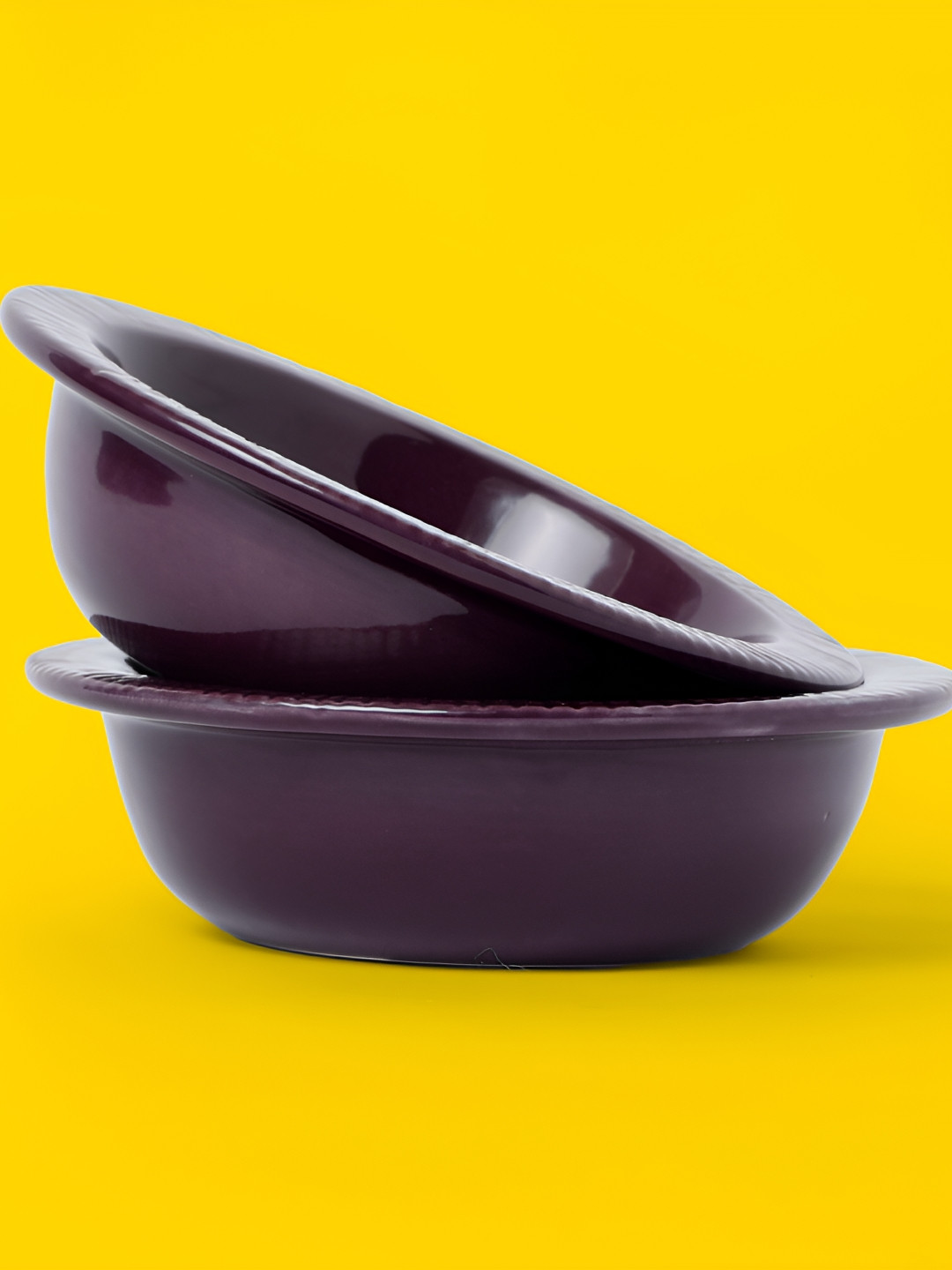 

10club Set Of 2 Purple Ceramic Easy to Clean Glazed Kharbuja Bowls