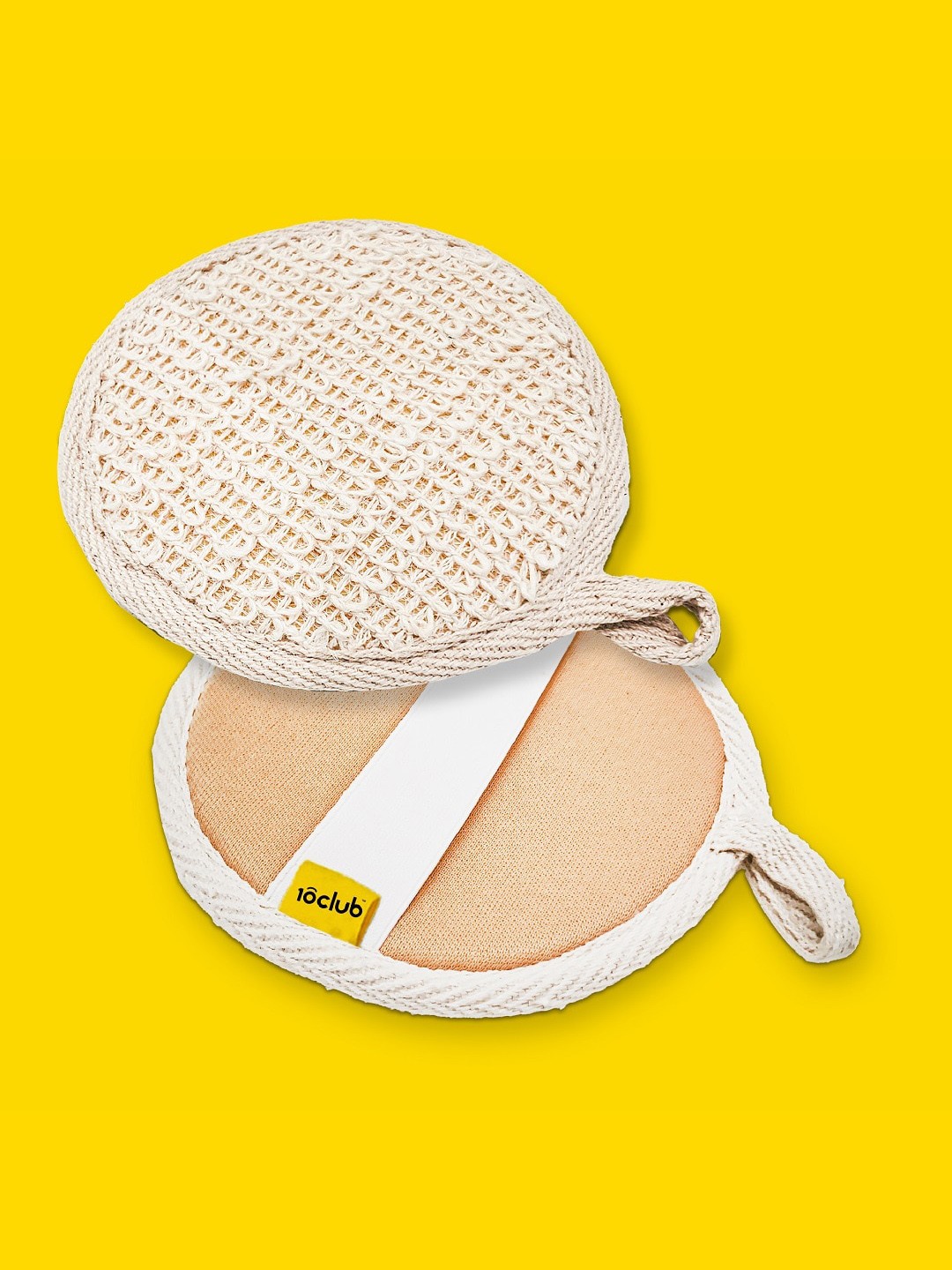 

10club Set of 2 Round Bath Scrub - Small & Large, Off white