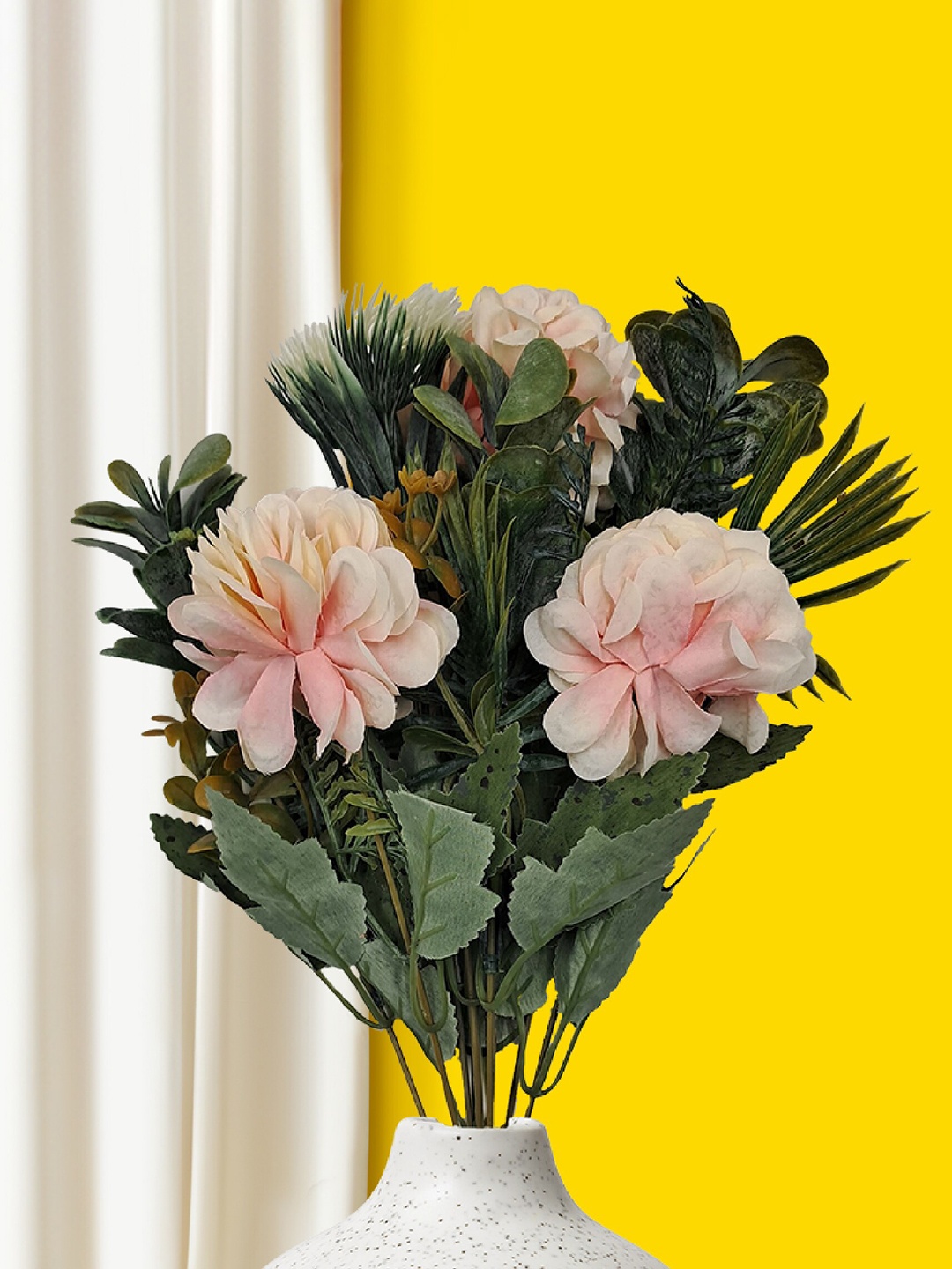 

10club Peach Hydrangea Artificial Flower with Ferns