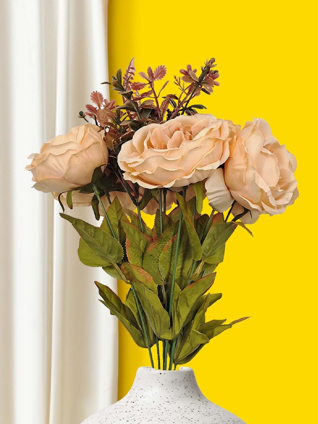 

10club Peach Peonies Artificial Flowers with Ferns