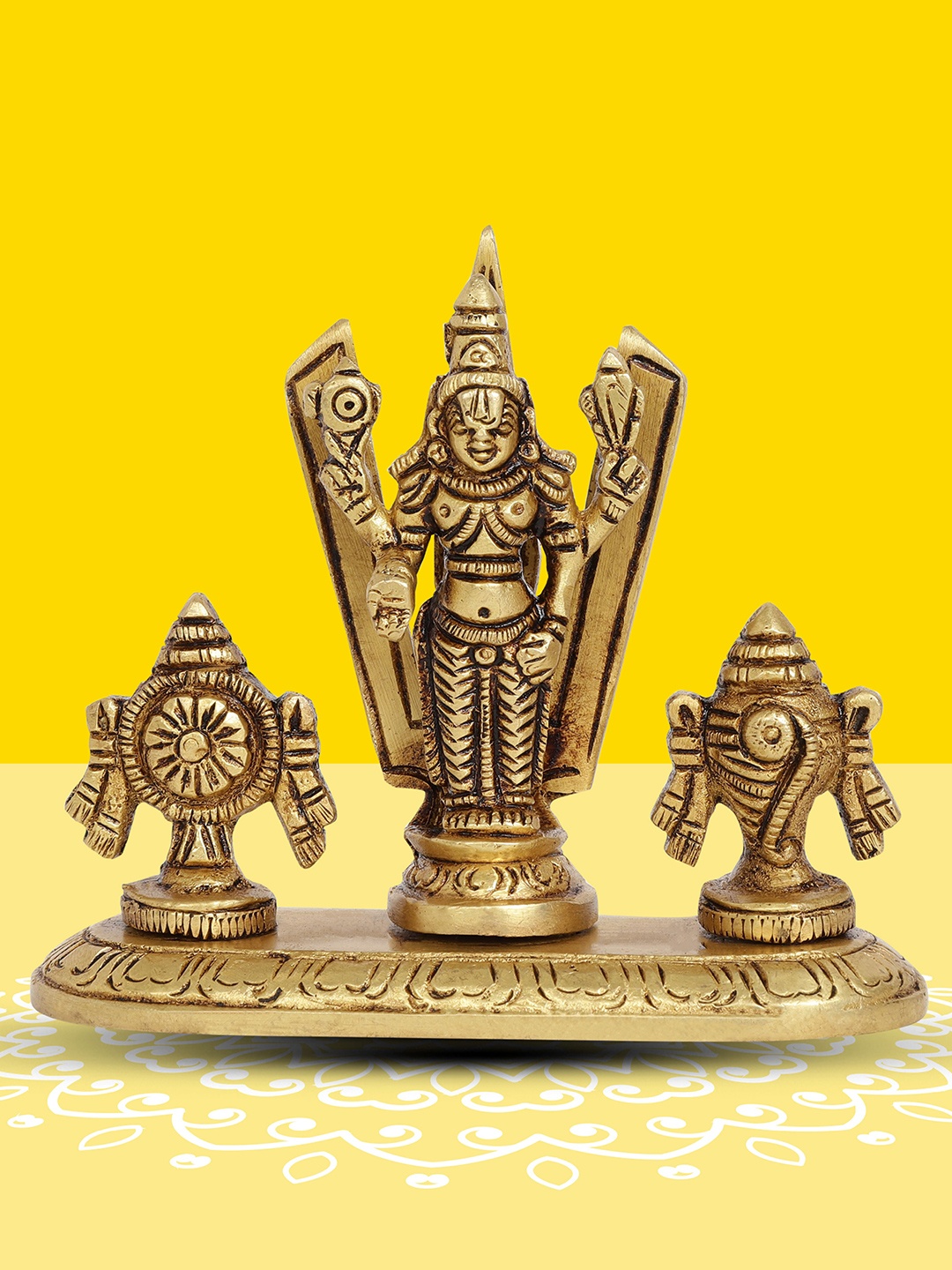 

10club Golden Shankh Chakra Balaji Idol Showpiece, Gold